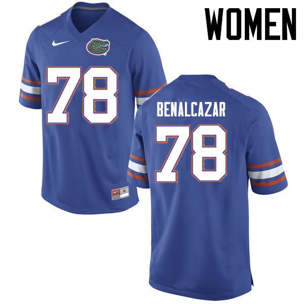 Women's NCAA Florida Gators Ricardo Benalcazar #78 Stitched Authentic Nike Blue College Football Jersey OOW4165JW